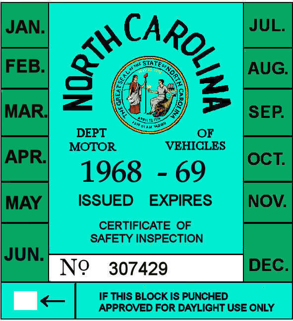 (image for) 1968-69 North Carolina Inspection Sticker